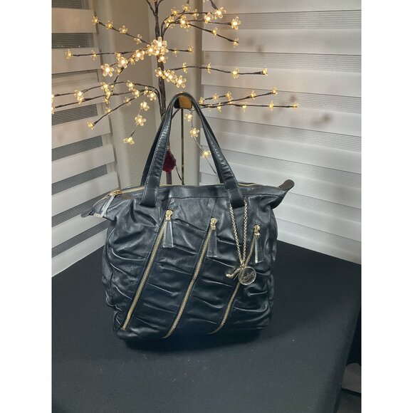 Christian Louboutin Handbags - Christian Louboutin Large Leather Tote Shoulder Bag With Gold Tone Hardware & Cr